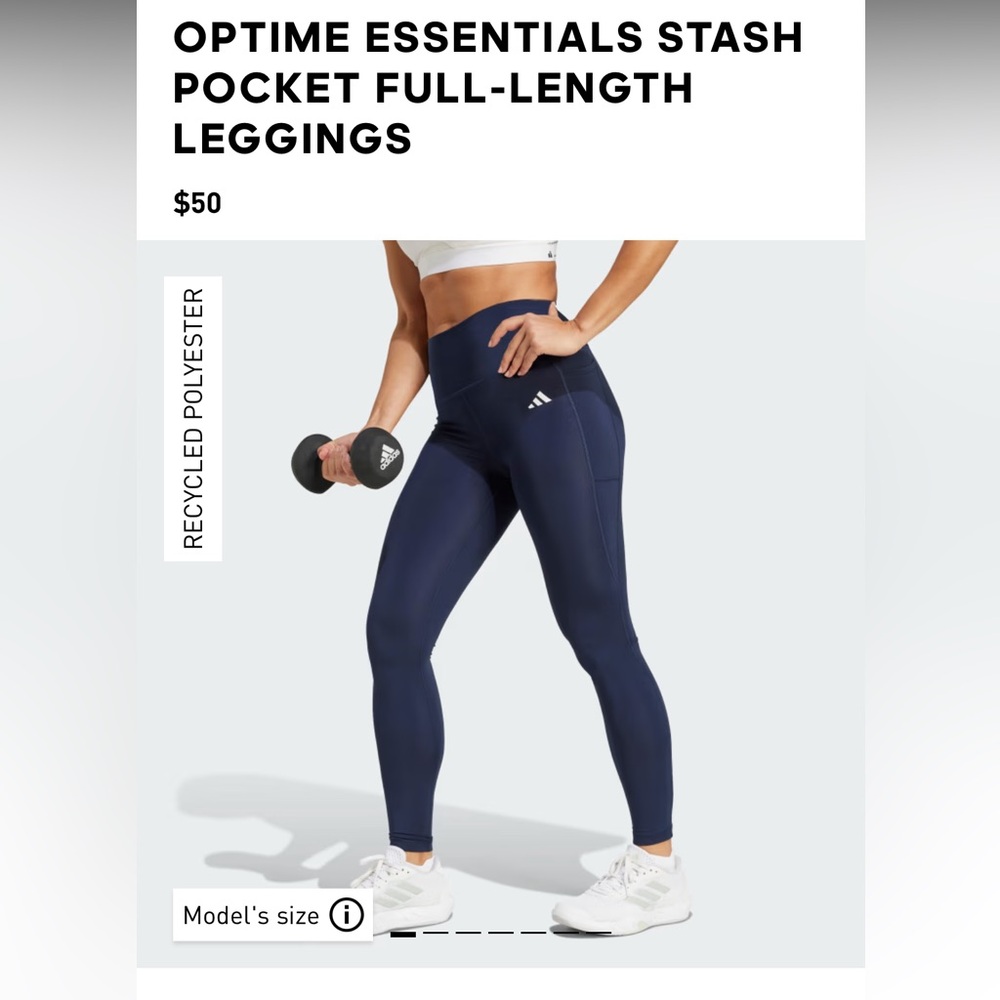 NWT women’s Adidas Optime Essentials Pocket Black Leggings small